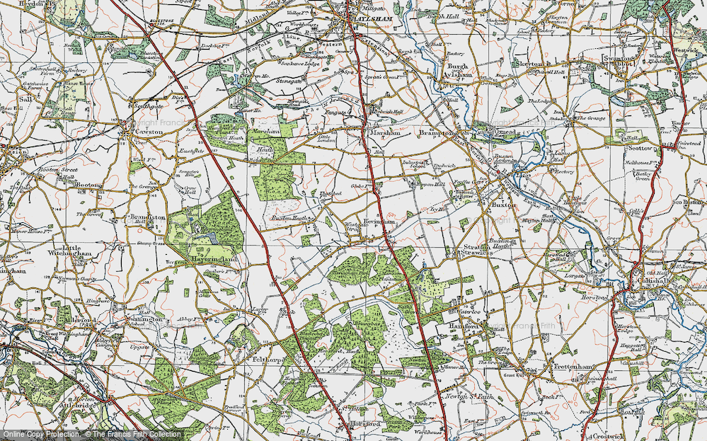 Old Map of Hevingham, 1922 in 1922