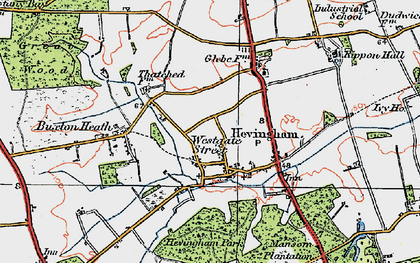 Old map of Hevingham in 1922
