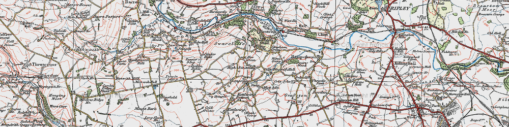 Old map of Hew Green in 1925
