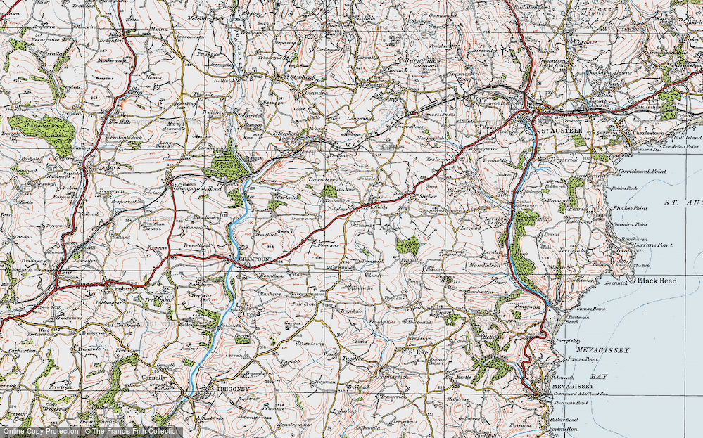 Old Map of Hewas Water, 1919 in 1919