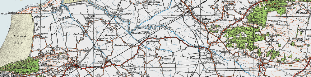 Old map of Hewish in 1919