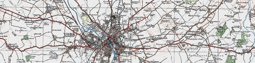 Old map of Heworth in 1924