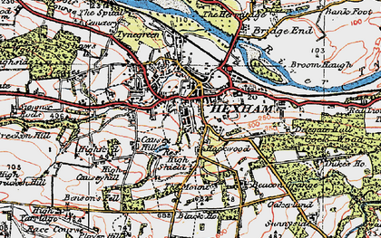 Old map of Wydon Burn in 1925