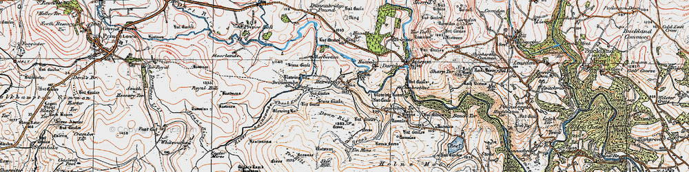 Old map of Aune in 1919
