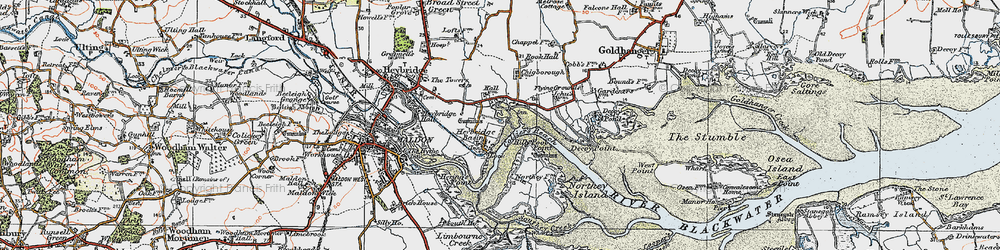 Old map of Heybridge Basin in 1921
