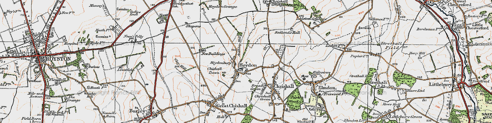 Old map of Heydon in 1920