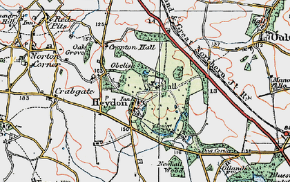 Old map of Heydon in 1922