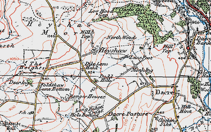 Old map of Heyshaw in 1925
