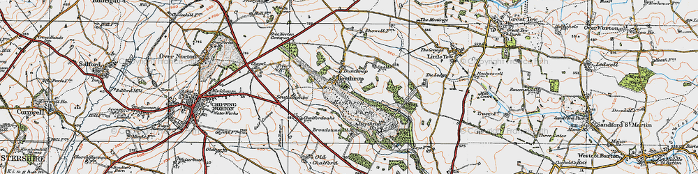 Old map of Heythrop in 1919