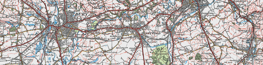 Old map of Heywood in 1924
