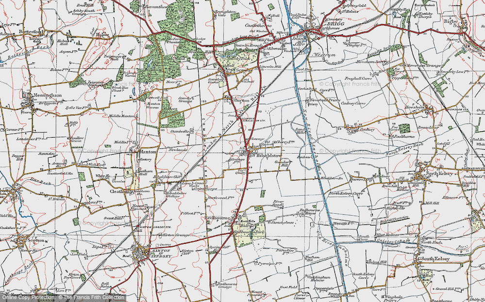 Old Map of Hibaldstow, 1923 in 1923