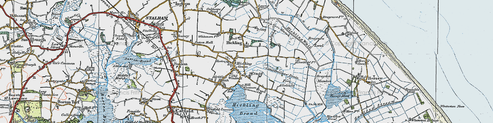 Old map of Hickling in 1922