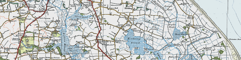 Old map of Hickling Heath in 1922