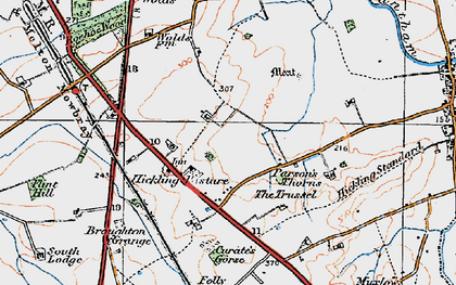 Old map of Hickling Pastures in 1921