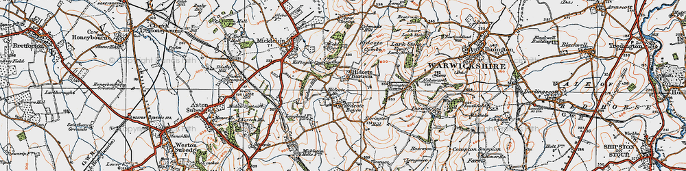 Old map of Hidcote Bartrim in 1919
