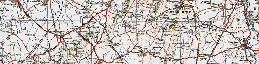 Old map of Hidcote Boyce in 1919