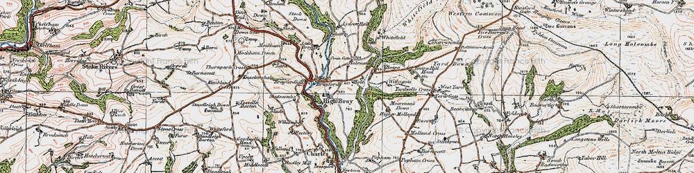 Old map of High Bray in 1919