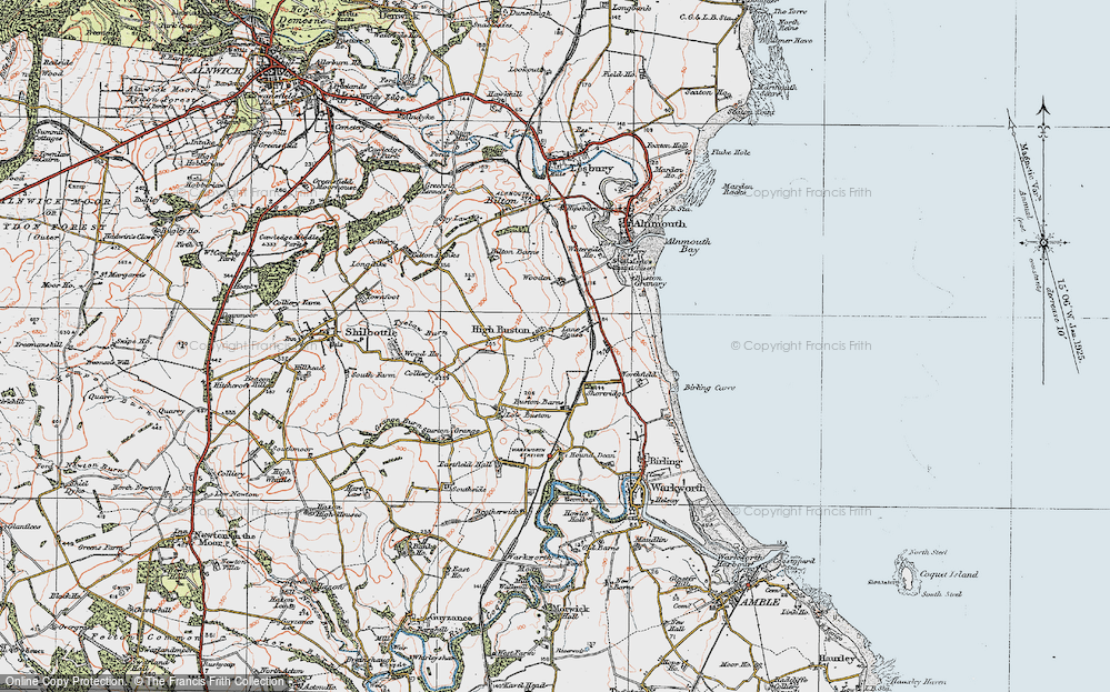 Old Map of High Buston, 1925 in 1925