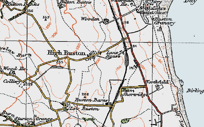 Old map of Buston Barns in 1925