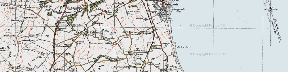 Old map of Buston Barns in 1925