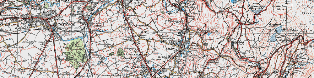 Old map of High Crompton in 1924