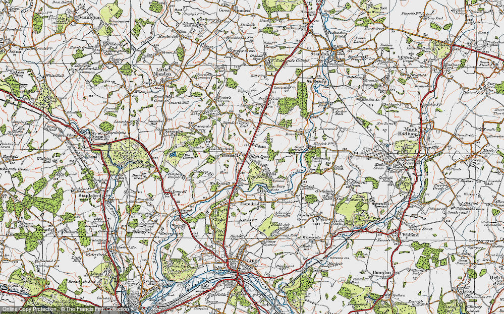 Old Map of High Cross, 1919 in 1919