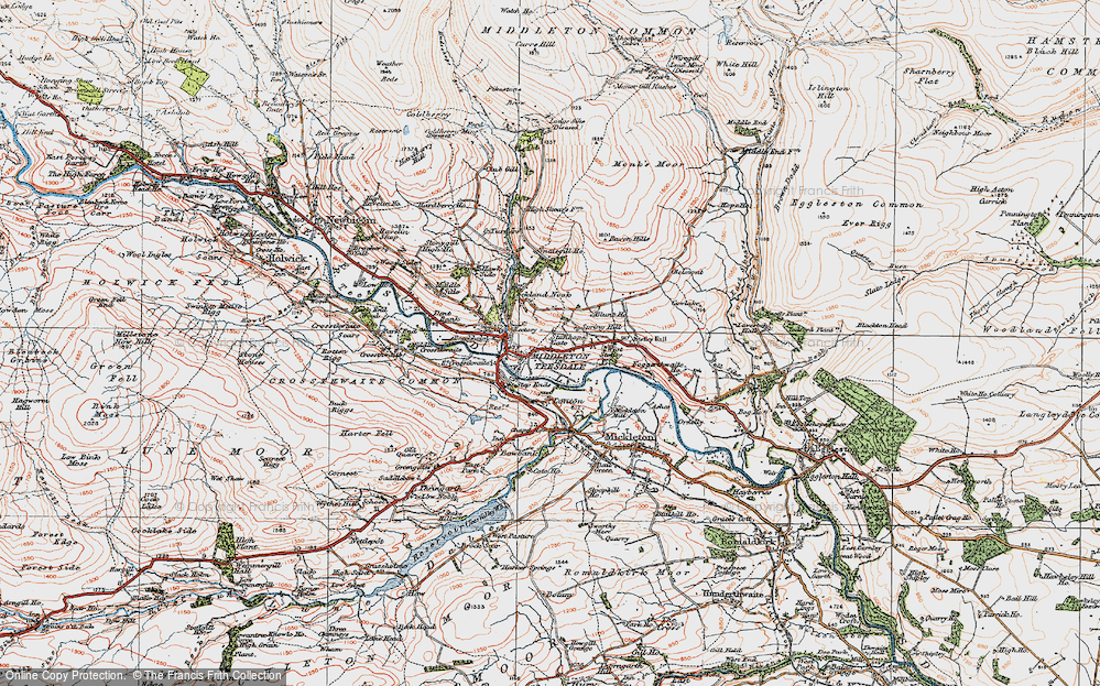 Old Map of Historic Map covering West Stotley in 1925