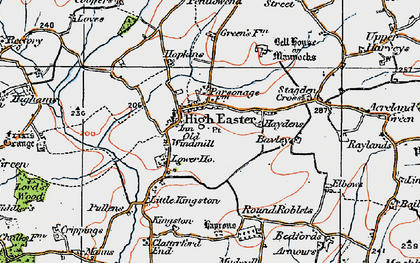 Old map of High Easter in 1919
