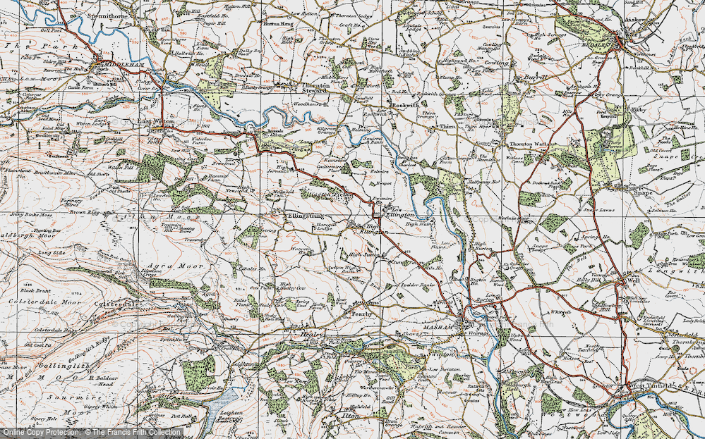 Old Map of High Ellington, 1925 in 1925