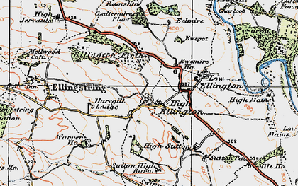 Old map of High Ellington in 1925