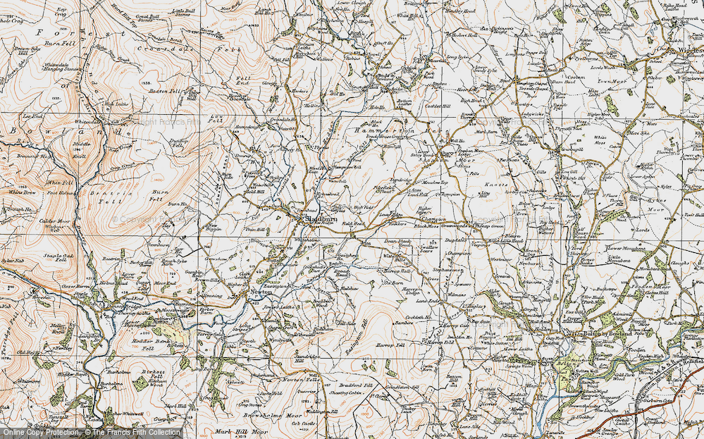 Old Map of Historic Map covering Barn Gill in 1924