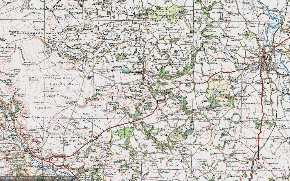 Old Map of Historic Map covering Birka Carr in 1925
