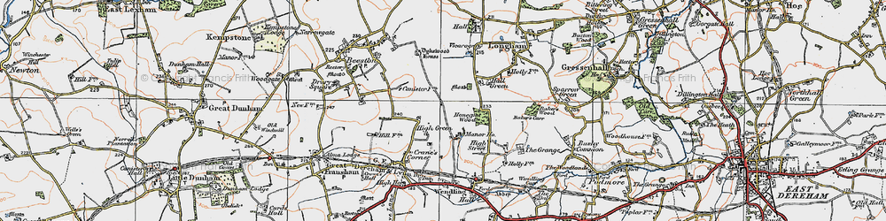 Old map of High Green in 1921