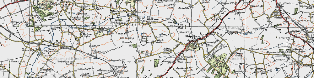 Old map of Saham Grove in 1921