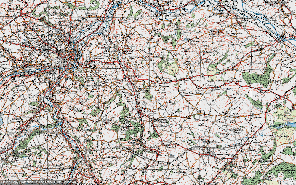 Old Map of Historic Map covering Beldon Brook in 1925