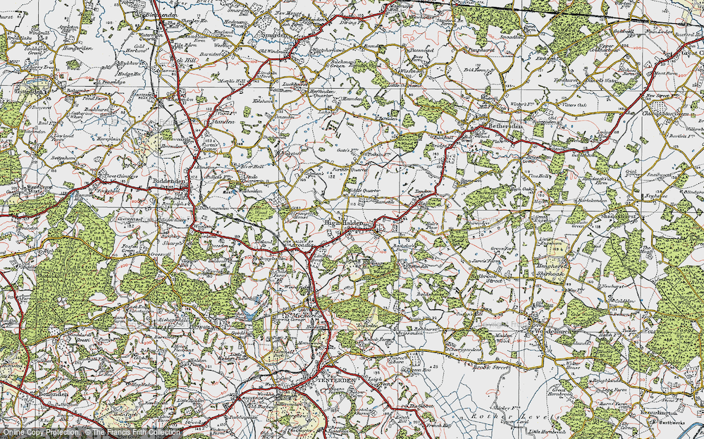 Old Map of High Halden, 1921 in 1921