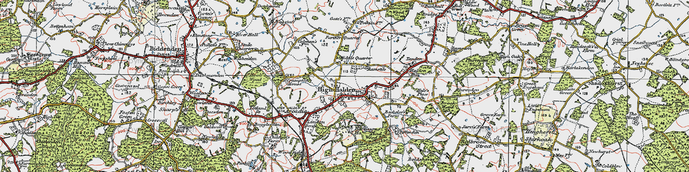 Old map of High Halden in 1921
