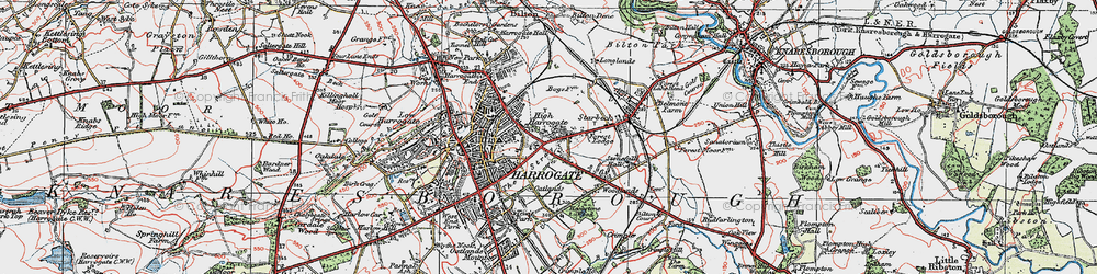 Old map of High Harrogate in 1925