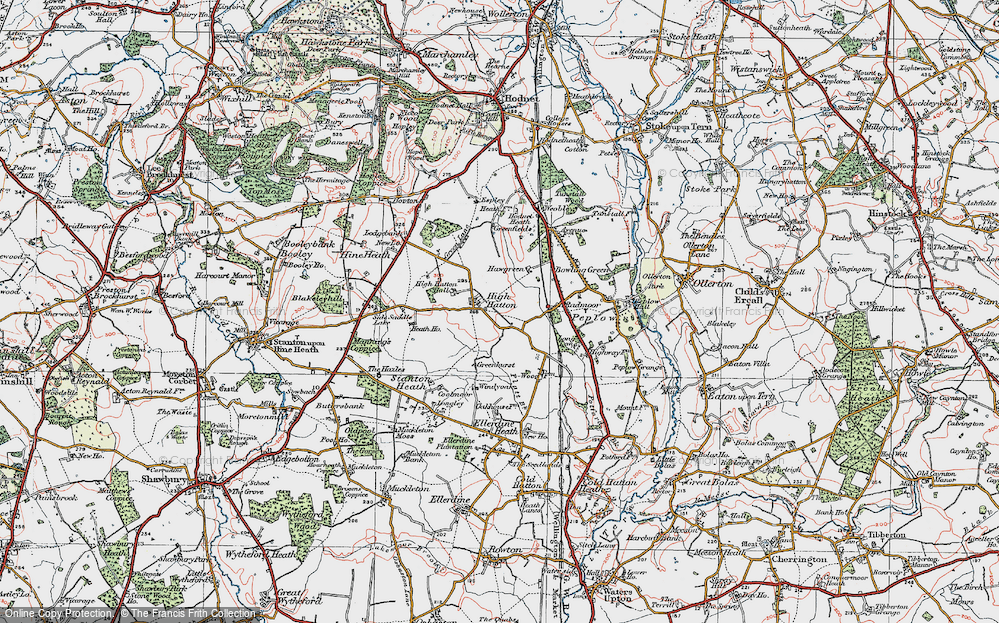Old Map of High Hatton, 1921 in 1921