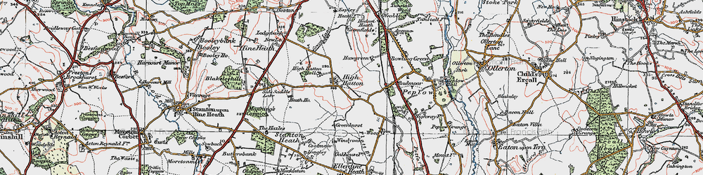 Old map of High Hatton in 1921