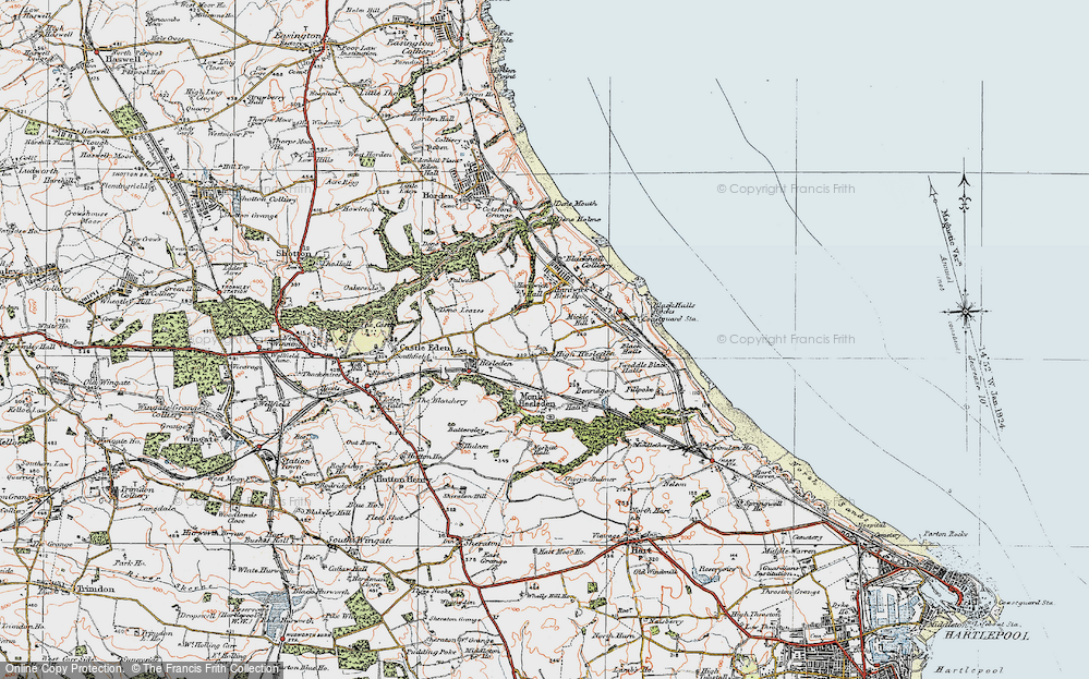 Old Map of High Hesleden, 1925 in 1925