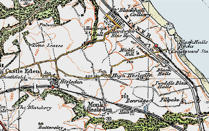 Old map of High Hesleden in 1925
