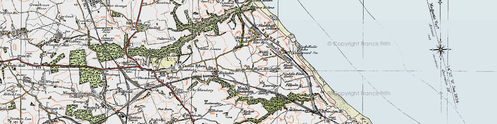 Old map of High Hesleden in 1925