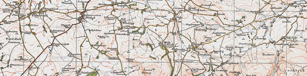 Old map of High Ireby in 1925