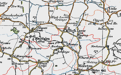 Old map of High Laver in 1919