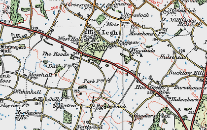 Old map of High Legh in 1923