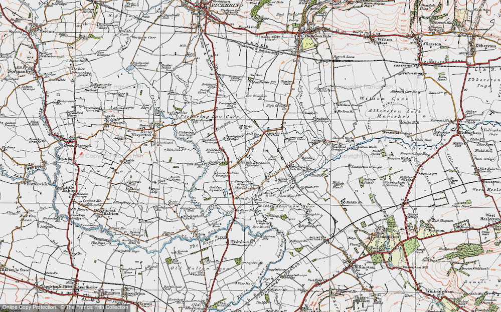 Old Map of Historic Map covering Bellafax Grange in 1925