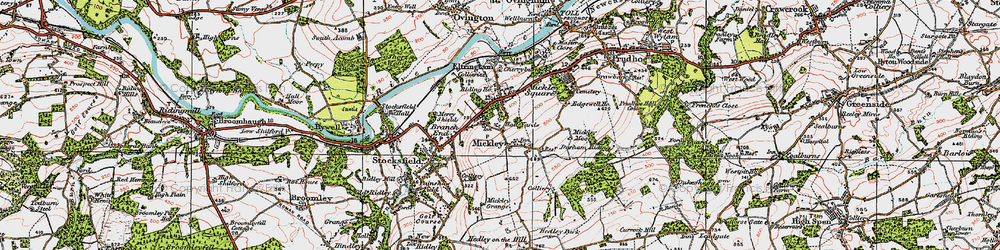 Old map of High Mickley in 1925