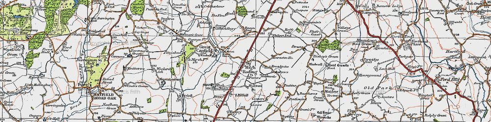 Old map of High Roding in 1919