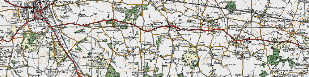 Old map of High Rougham in 1921